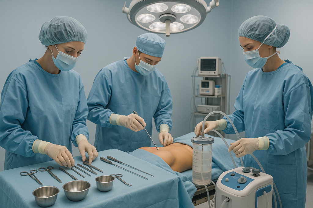 Liposaksiya üçün hazırlanmış steril əməliyyat otağı
